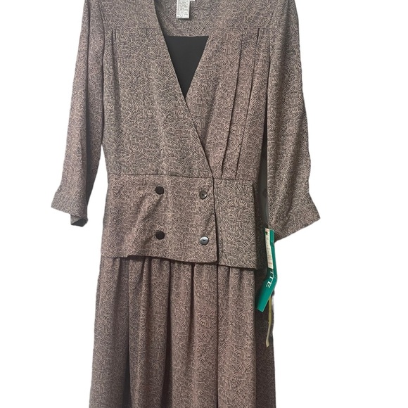 New Blake Elizabeth Dresses | 1980s/1990s
 Dress Shoulder pads brown size 8P - Picture 9 of 15